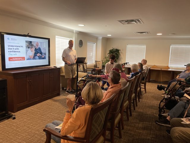 Greg presenting the AI learning session at Town Village of Leawood